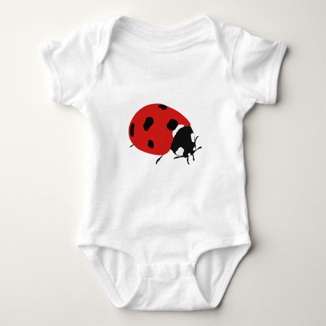 Cute Red Ladybug Illustration Baby Bodysuit (Front)