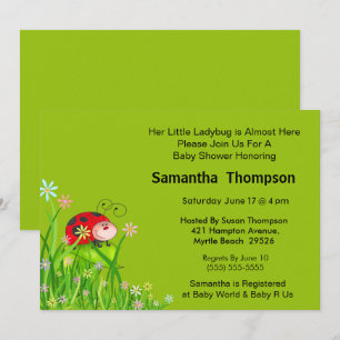 Cute Red Ladybug in Garden Graphic Invitation