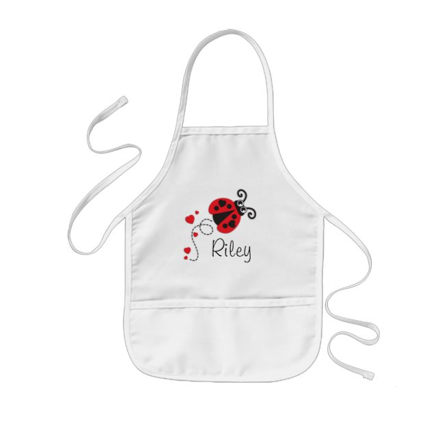 Cute red ladybug ladybird love flying kids apron (Front)