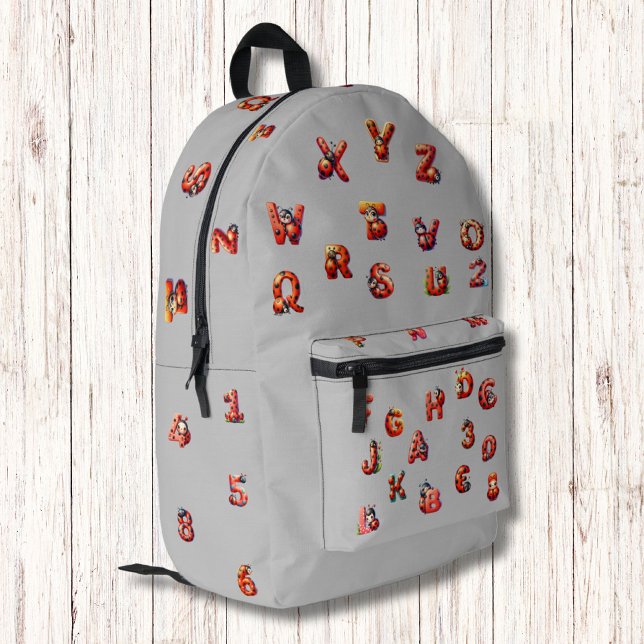 Cute Red Ladybug Letters Numbers Pattern Modern  Printed Backpack (Creator Uploaded)