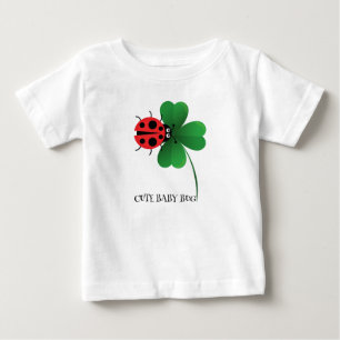 Cute red ladybug on Lucky leaf Kids Baby T-Shirt