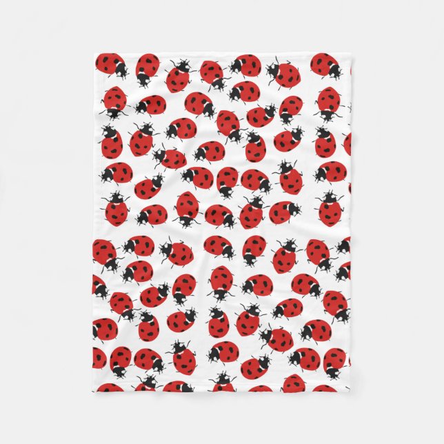 Cute Red Ladybug Pattern  Fleece Blanket (Front)