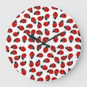 Cute Red Ladybug Pattern Large Clock