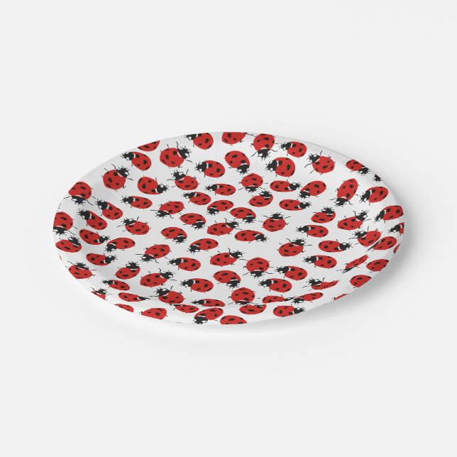 Cute Red Ladybug Pattern  Paper Plate (Angled)