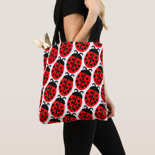 Cute Red Ladybug Patterned Tote Bag