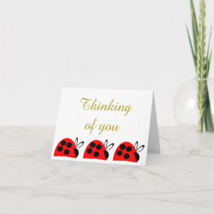 Cute Red Ladybug Thinking Of You Card