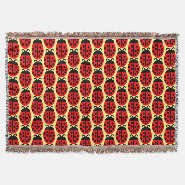 Cute Red Ladybug Throw Blanket (Front)