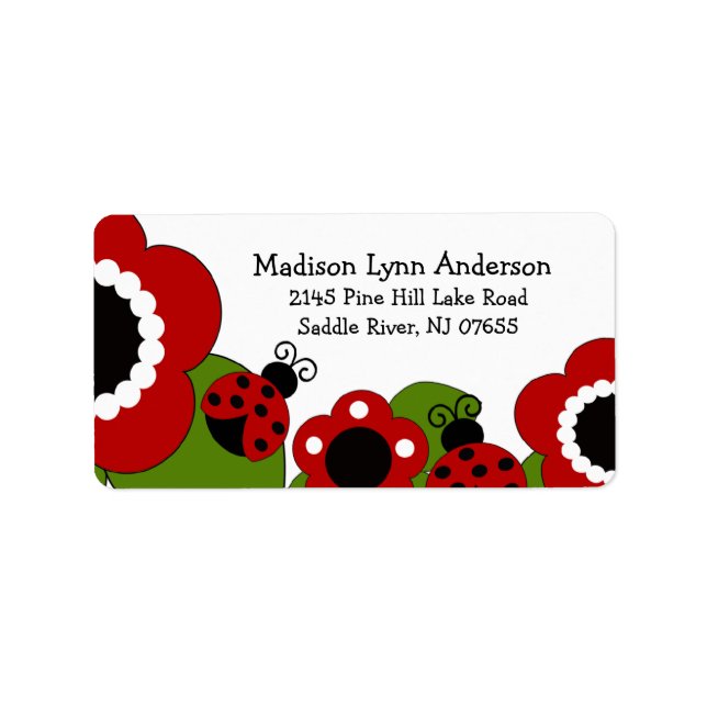 CUTE Red Ladybugs Return Address Label (Front)