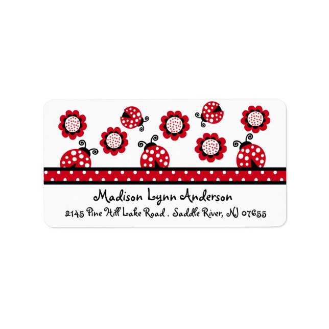 CUTE Red Ladybugs Return Address Label (Front)