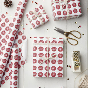 Cute Red Lips Pattern Christmas Gift Wrap