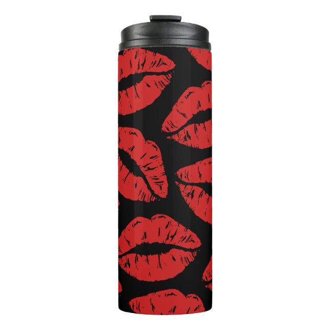 Cute Red Lipstick Kisses Kiss Lips pattern Thermal Tumbler (Front)