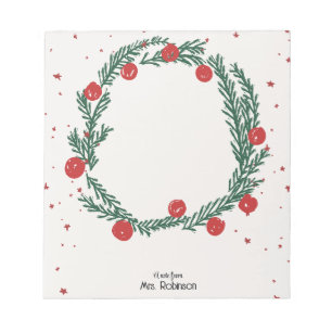 Cute Red Little Balls & Christmas Flowers Circle Notepad