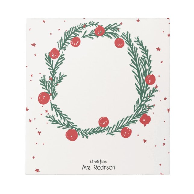 Cute Red Little Balls & Christmas Flowers Circle Notepad (Front)