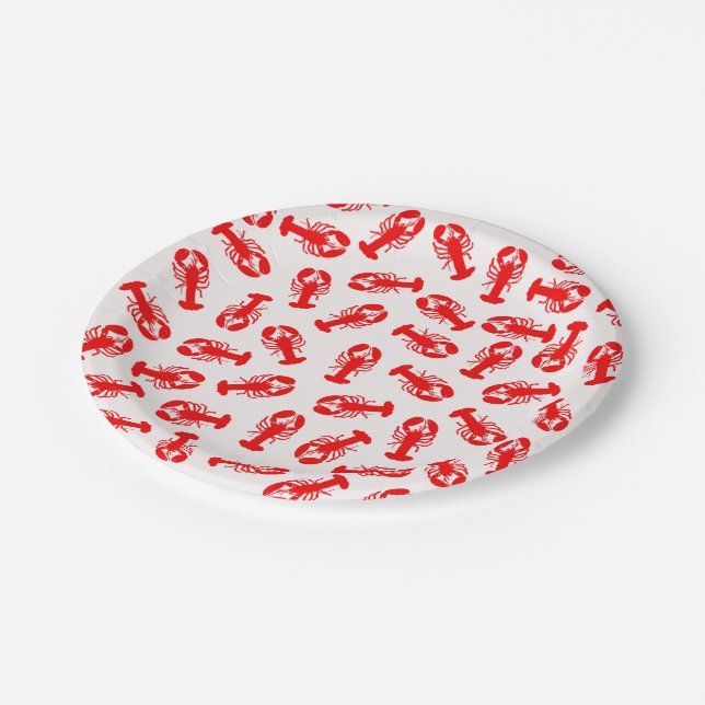 Cute Red Lobster Animal Pattern Paper Plate (Angled)