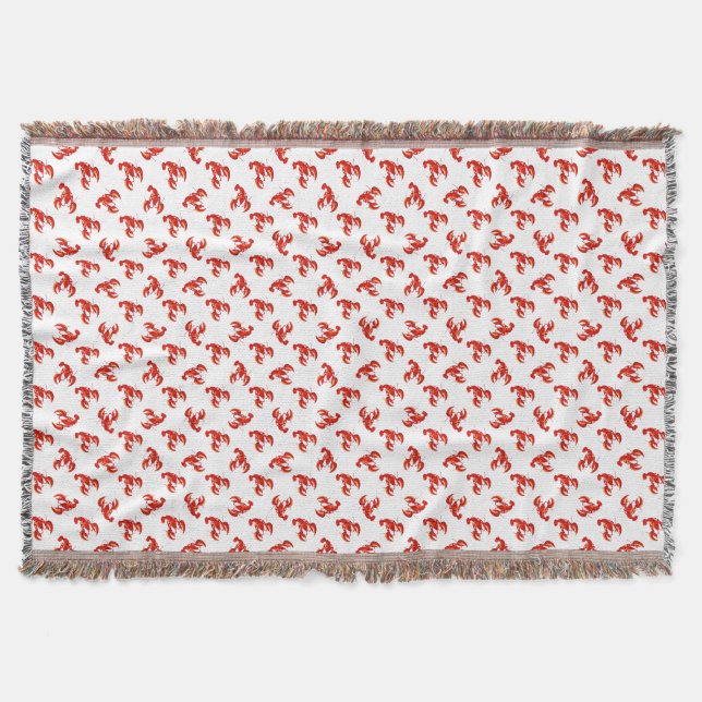 Cute Red Lobsters Throw Blanket (Front)