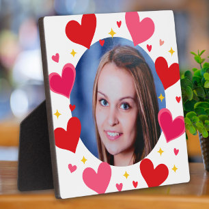 Cute Red Love Hearts Custom Photo Personalised Plaque
