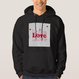 Cute Red Love Typography Graphic Design with Heart Hoodie