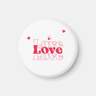 Cute Red Love Typography Graphic Design with Heart Magnet