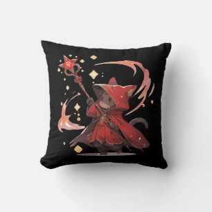 Cute Red Mage Cat Hero Cushion