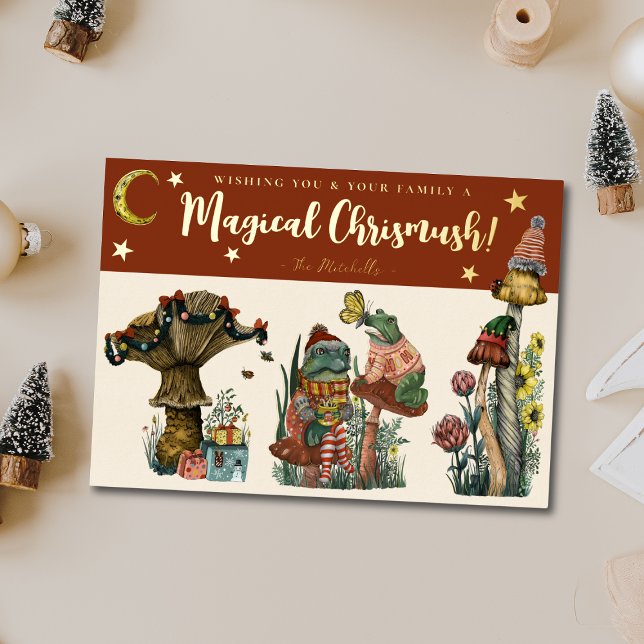 Cute Red Magical Mushroom Merry Christmas  Foil Ho (Creator Uploaded)
