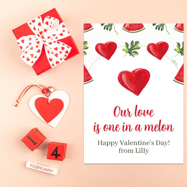 Cute Red Melon Heart Sweet Valentines Day Card (Creator Uploaded)