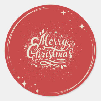 Cute Red Merry Christmas Classic Round Sticker