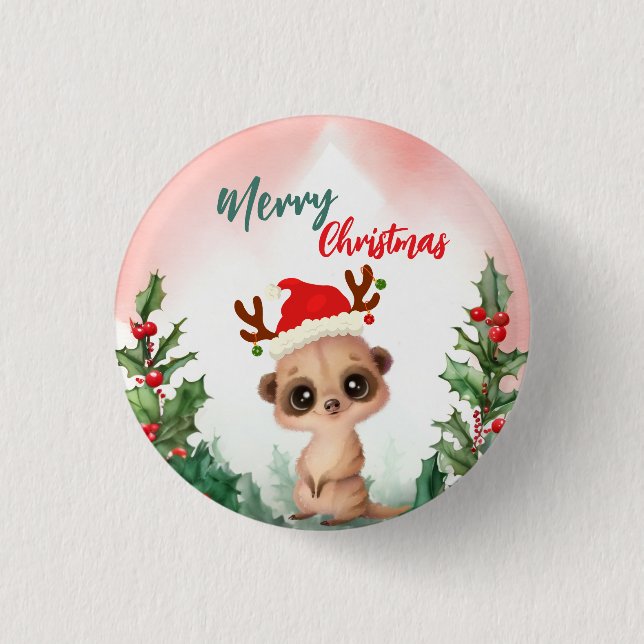 Cute Red Merry Christmas Kashmir Santa Xmas party 3 Cm Round Badge (Front)