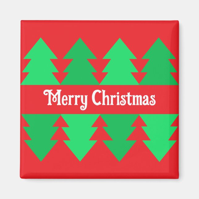 Cute Red Merry Christmas Simple Tree Design Magnet (Front)