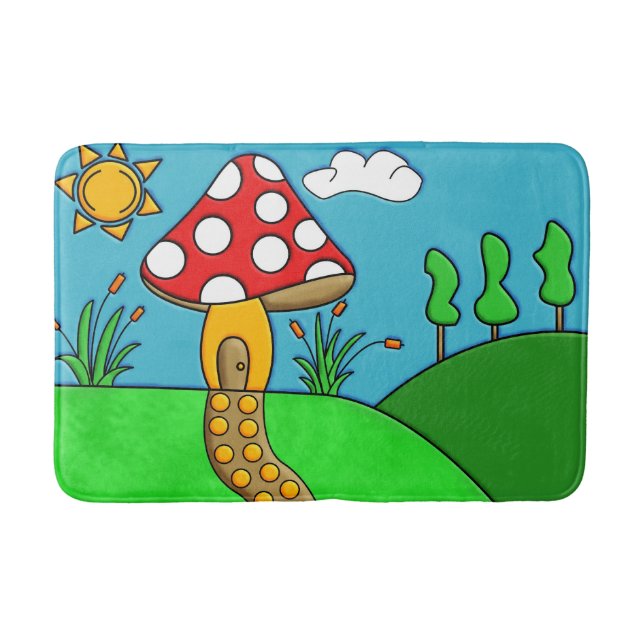 cute red mushroom bath mat (Front)