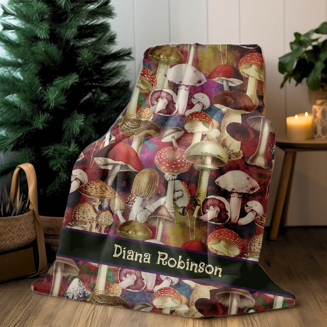 Cute red mushroom fungi garden fleece blanket (Creator Uploaded)