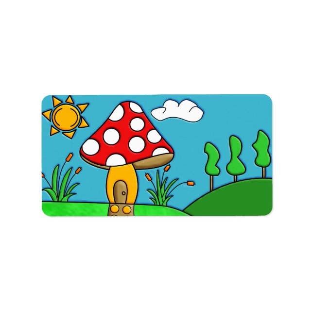 cute red mushroom label (Front)