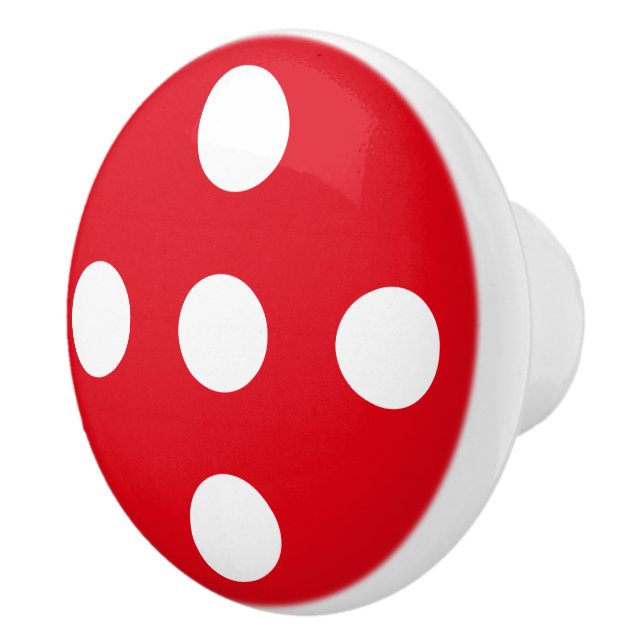 Cute Red Mushroom with White Spots Kids Room Decor Ceramic Knob (Right)