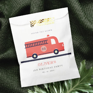 Cute Red Navy Fire Truck Engine Any Age Birthday Favour Bags
