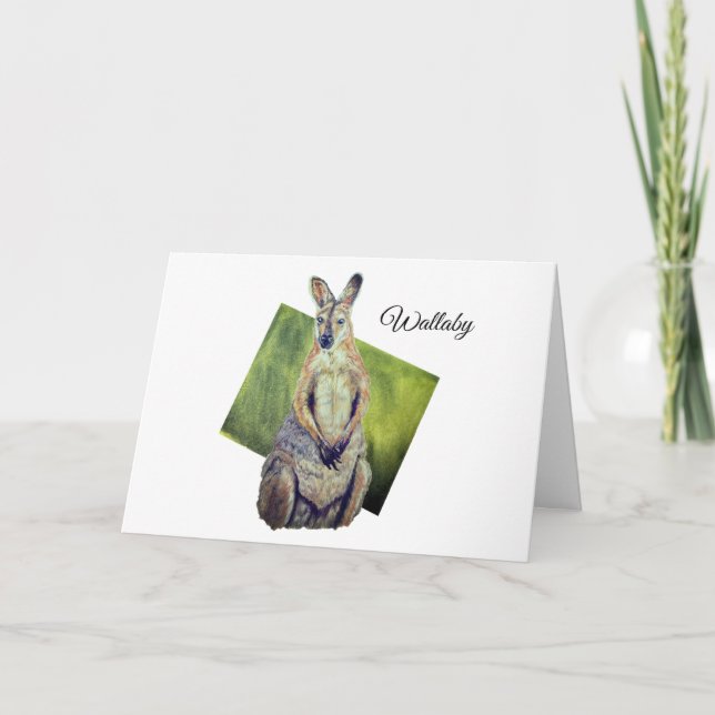 Cute Red Necked Wallaby Art Australian Marsupial   Card (Front)
