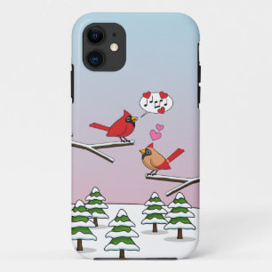 Cute Red Northern Cardinals Love Winter Landscape Case-Mate iPhone Case