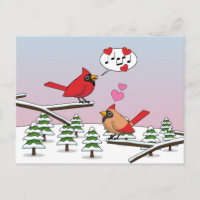 Cute Red Northern Cardinals Love Winter Landscape