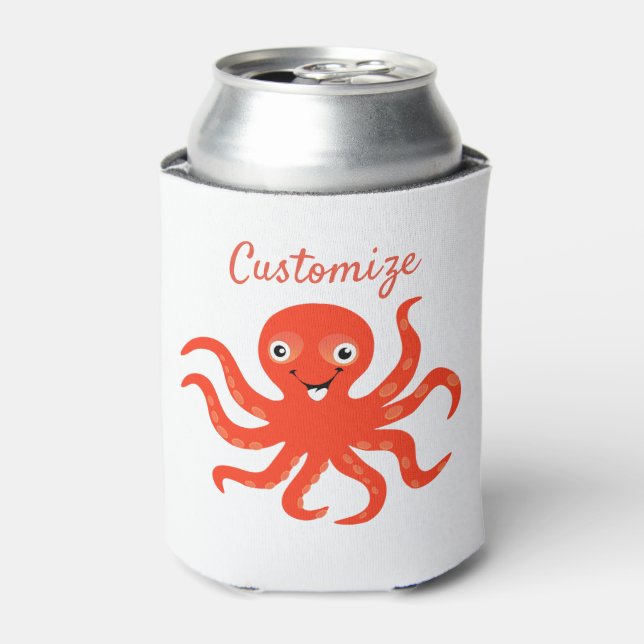 Cute Red Octopus Thunder_Cove Can Cooler (Can Front)