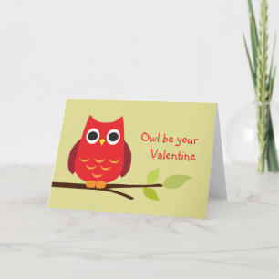 Cute red owl be your valentine adorable holiday card