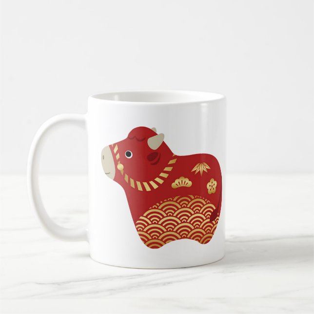 Cute red ox, Chinese New Year of the Ox Coffee Mug (Left)