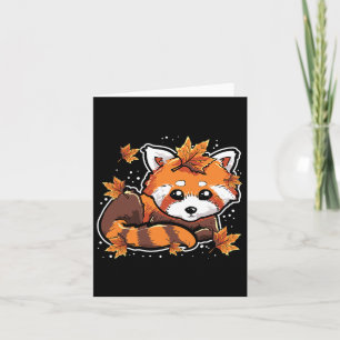 Cute Red Panda Anima Fall Leaves Autumn Season  Card