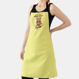 Cute red panda animals coffee Tea custom Shop name Apron