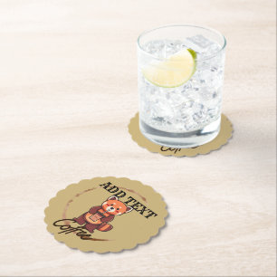 Cute red panda animals coffee Tea custom Shop name Paper Coaster