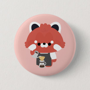 Cute Red Panda Barista 6 Cm Round Badge