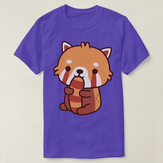 Cute Red Panda Biting On Its Tail T-Shirt (Design Front)