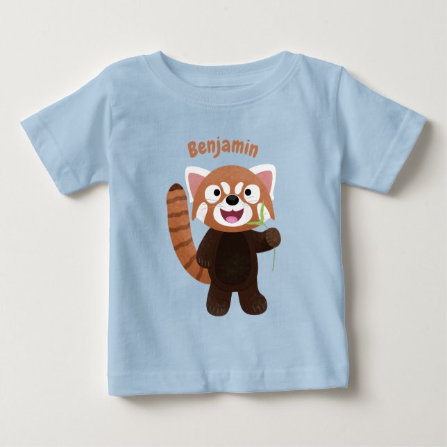 Cute red panda cartoon illustration baby T-Shirt (Front)