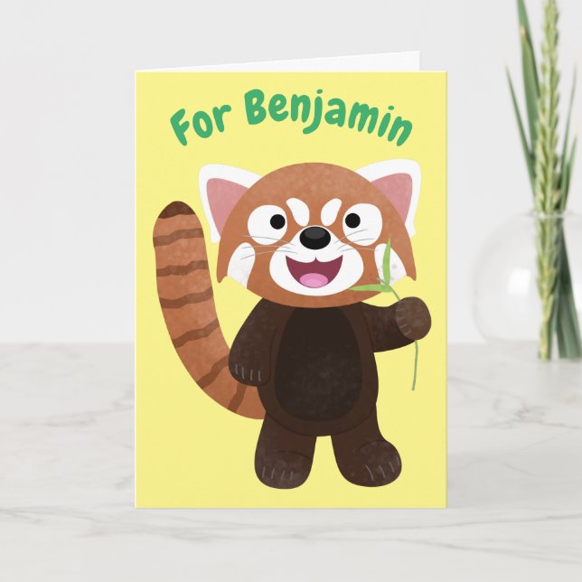 Cute red panda cartoon illustration card (Front)
