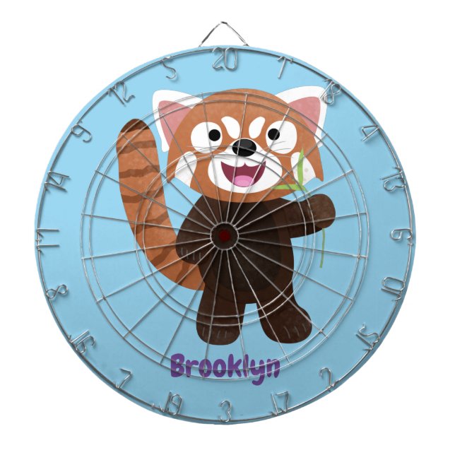 Cute red panda cartoon illustration dartboard (Front)