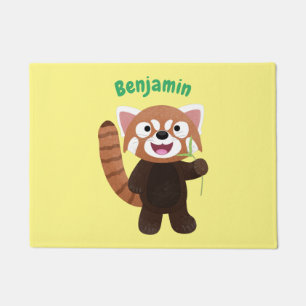 Cute red panda cartoon illustration doormat