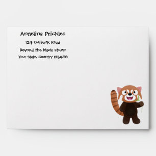 Cute red panda cartoon illustration envelope