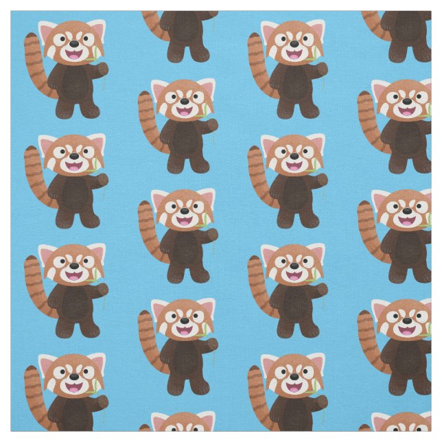 Cute red panda cartoon illustration fabric (Swatch)